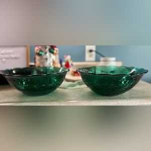 Princess house green glass bowls.